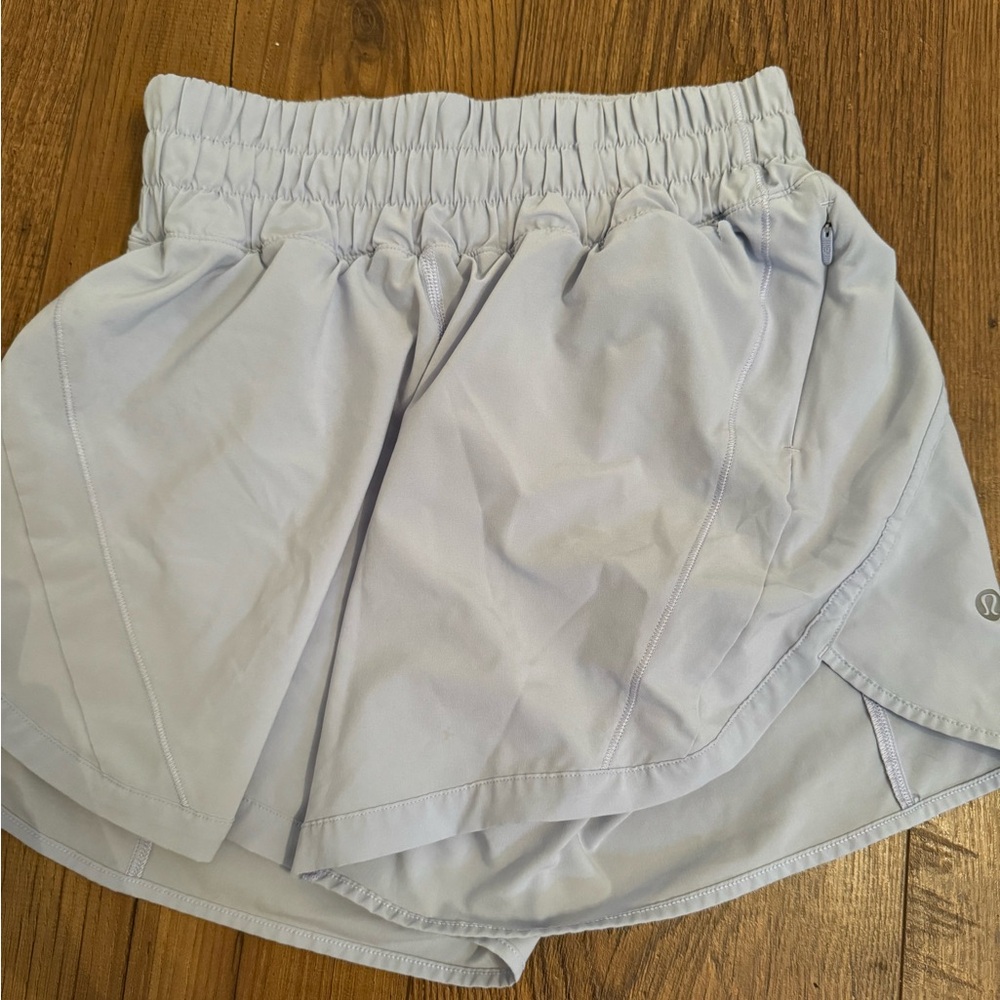 Pastel blue lululemon track that shorts